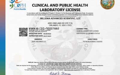 Millenia Advanced Scientific receives Clinical and Public Health Laboratory License in California